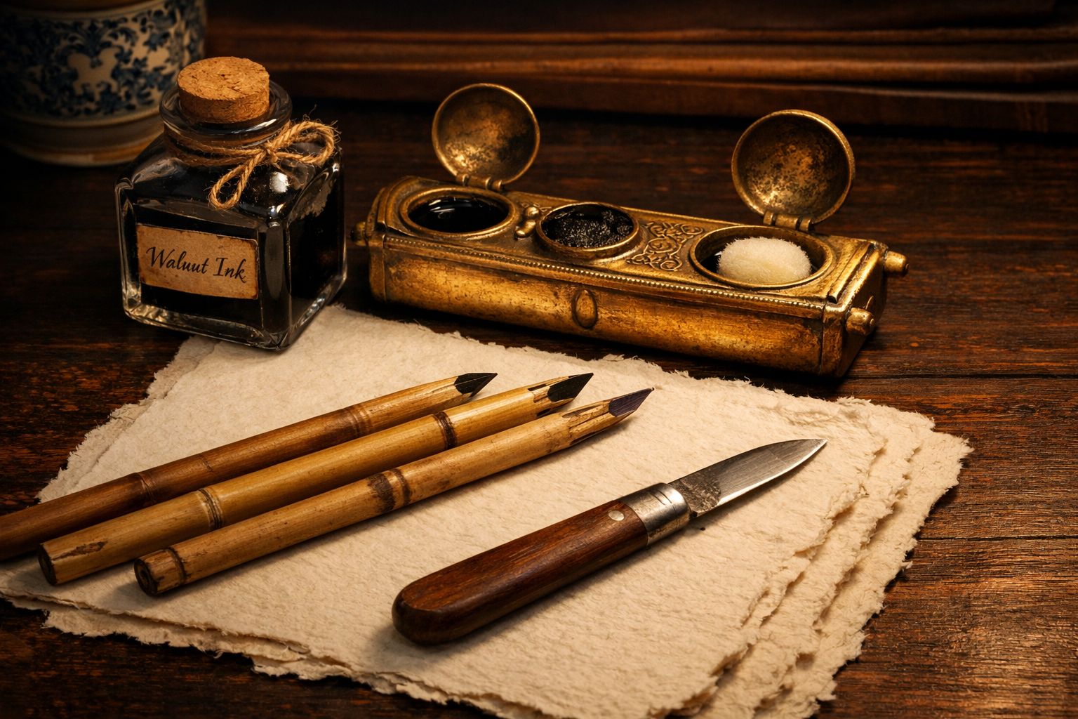 Kaligrafi araçları: kalem, mürekkep ve kâğıt